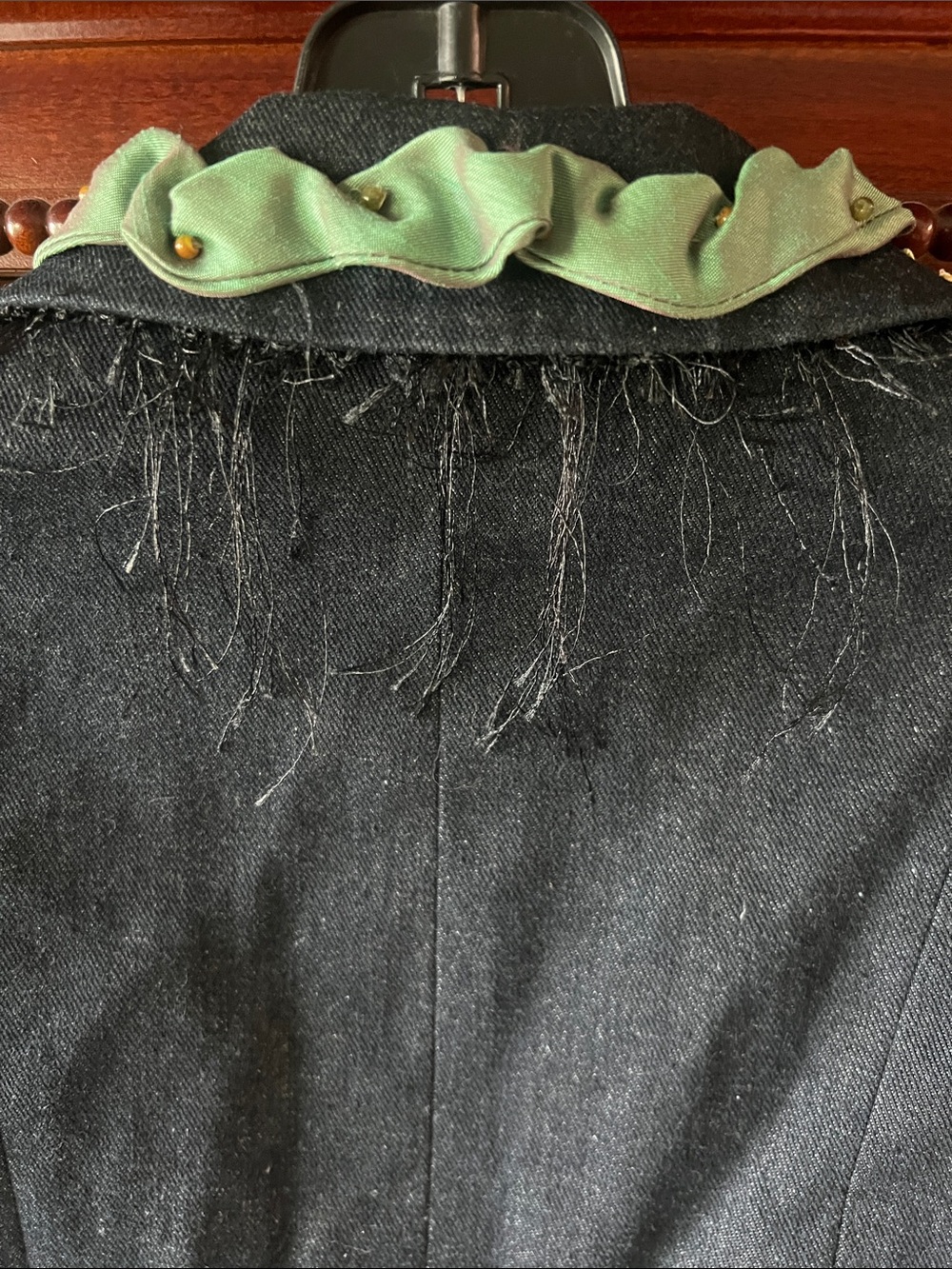 RARE MARY FRANCES Black Denim Jacket with Beaded/Embellished Fruits Size Small - Picture 12 of 16